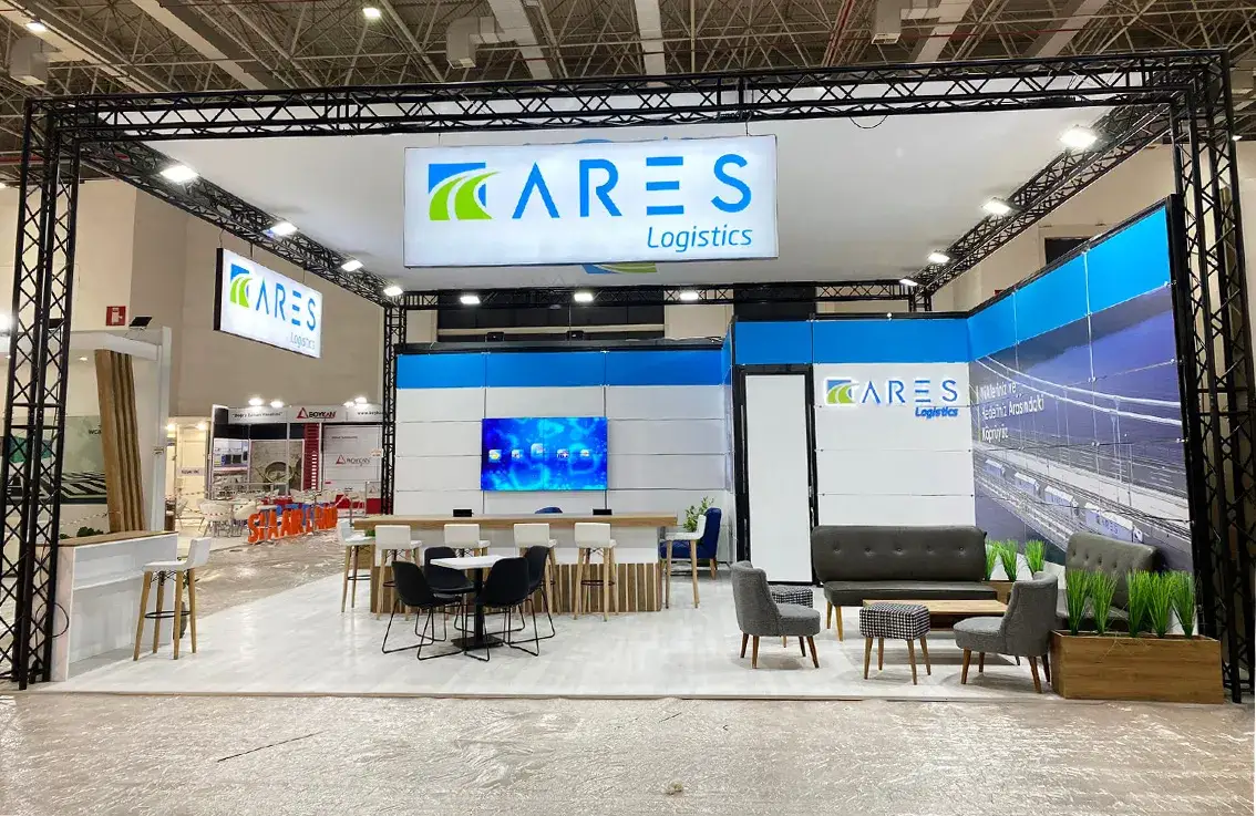 ARES Logistics için kurulan truss sistem fuar standı