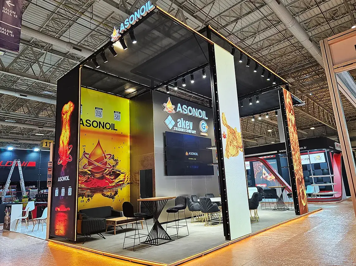 Asonoil için kurulan MaxiLight sistem fuar standı