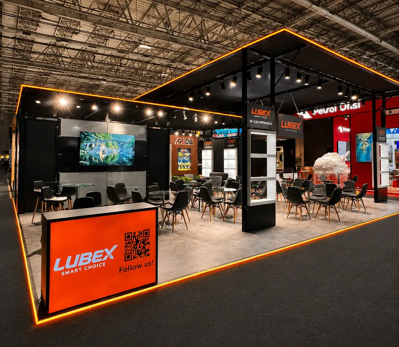 Lubex için kurulan MaxiLight sistem fuar standı