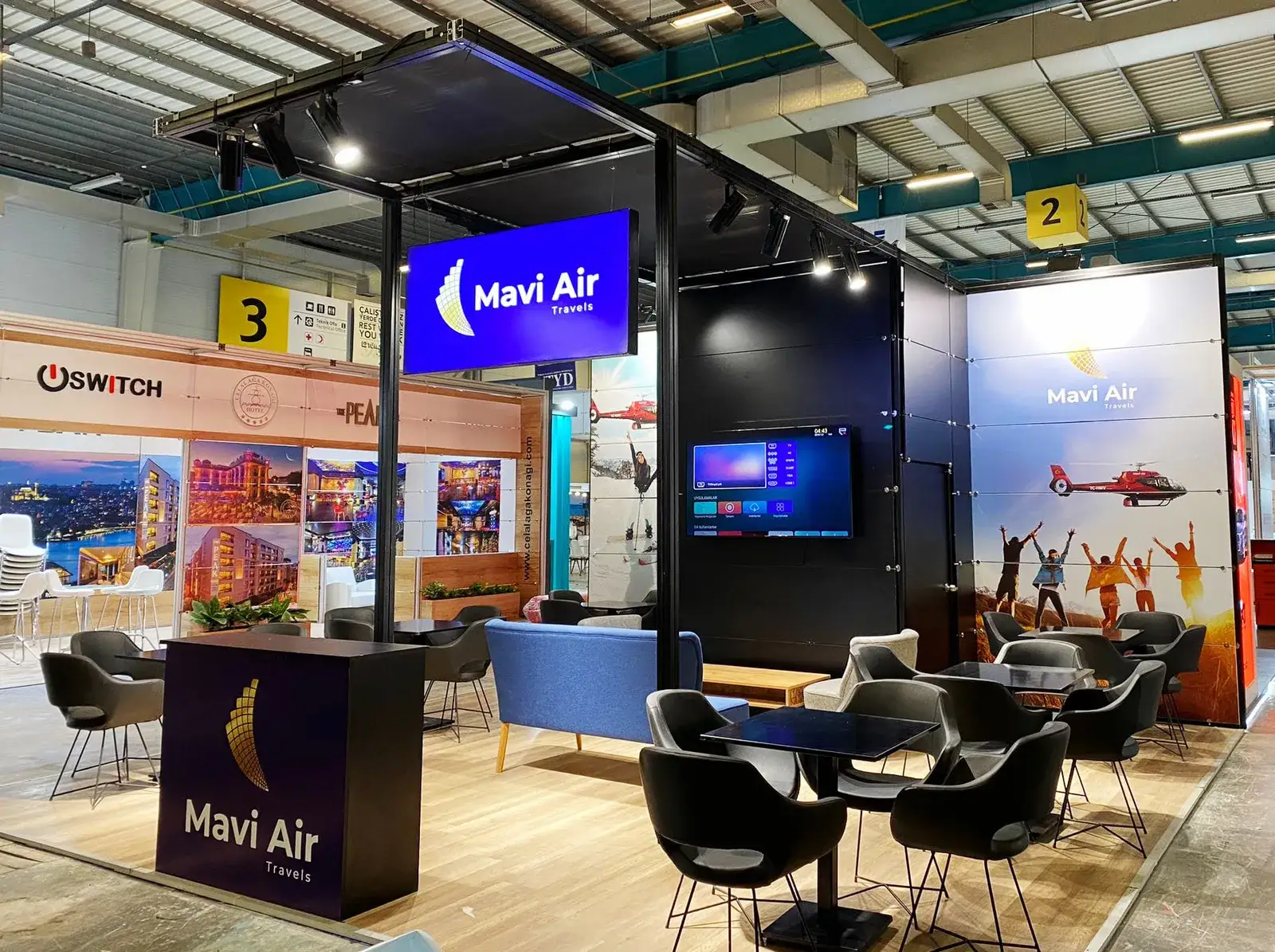 Mavi Air Travels için kurulan maxima sistem fuar standı