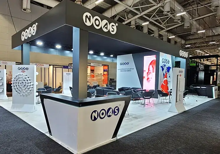 NOAS için kurulan truss sistem fuar standı
