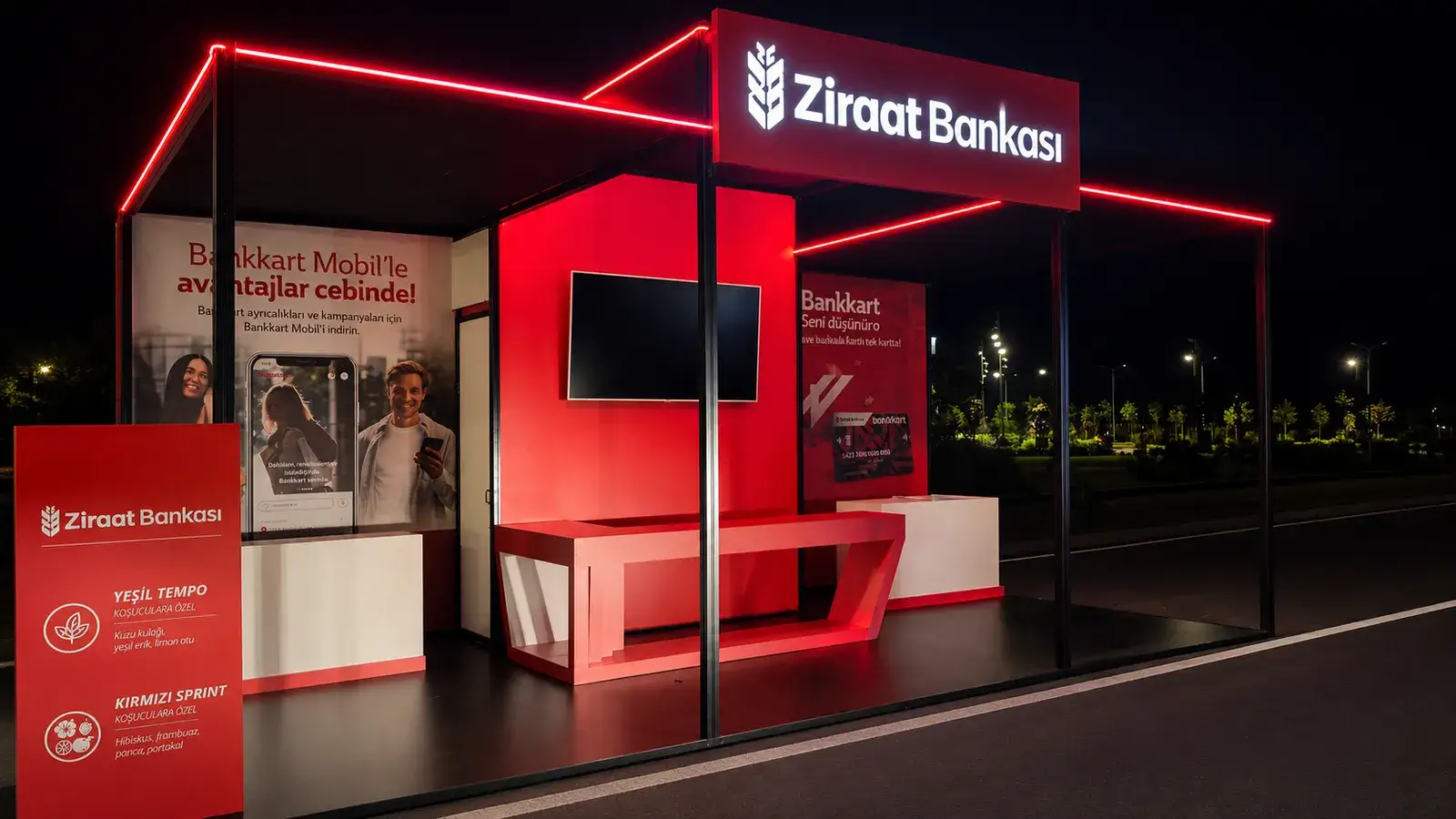 Ziraat Bankası için kurulan MaxiLight sistem fuar standı